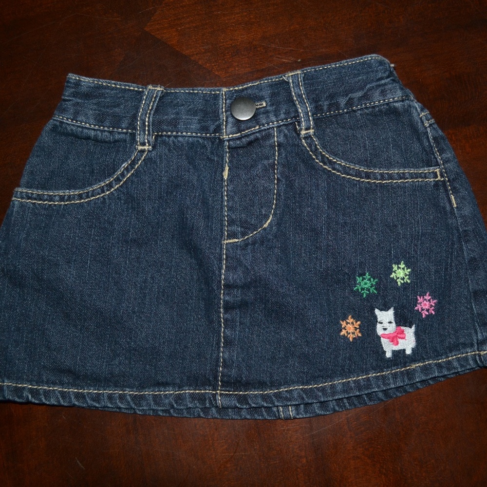 Gymboree Jean Skirt with white puppy
